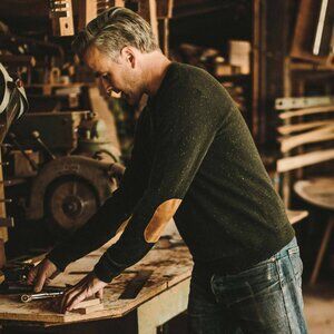 Taylor Stitch Hardtack Sweater in Olive Cashmere Donegal - Size 44 (Men's Large)